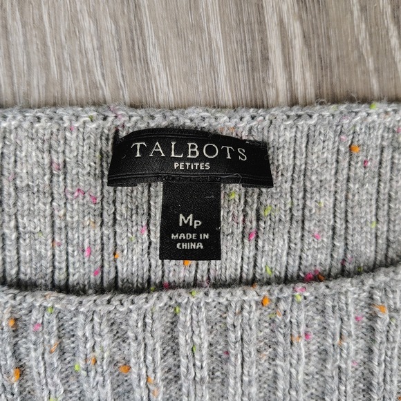 Talbots Petites Rainbow Stripe Sweater Womens Mp Gray Boatneck Cashmere Blend - Picture 3 of 7